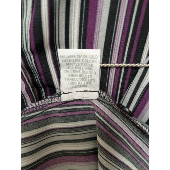 Dressbarn XL Striped Button-Down Blouse - Purple Black White - 90s/Y2K Era - Picture 8 of 8